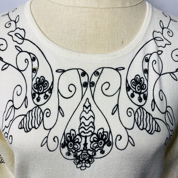 Chico’s Women Petite Knit Embellish Top Size PS Ivory - Picture 3 of 6